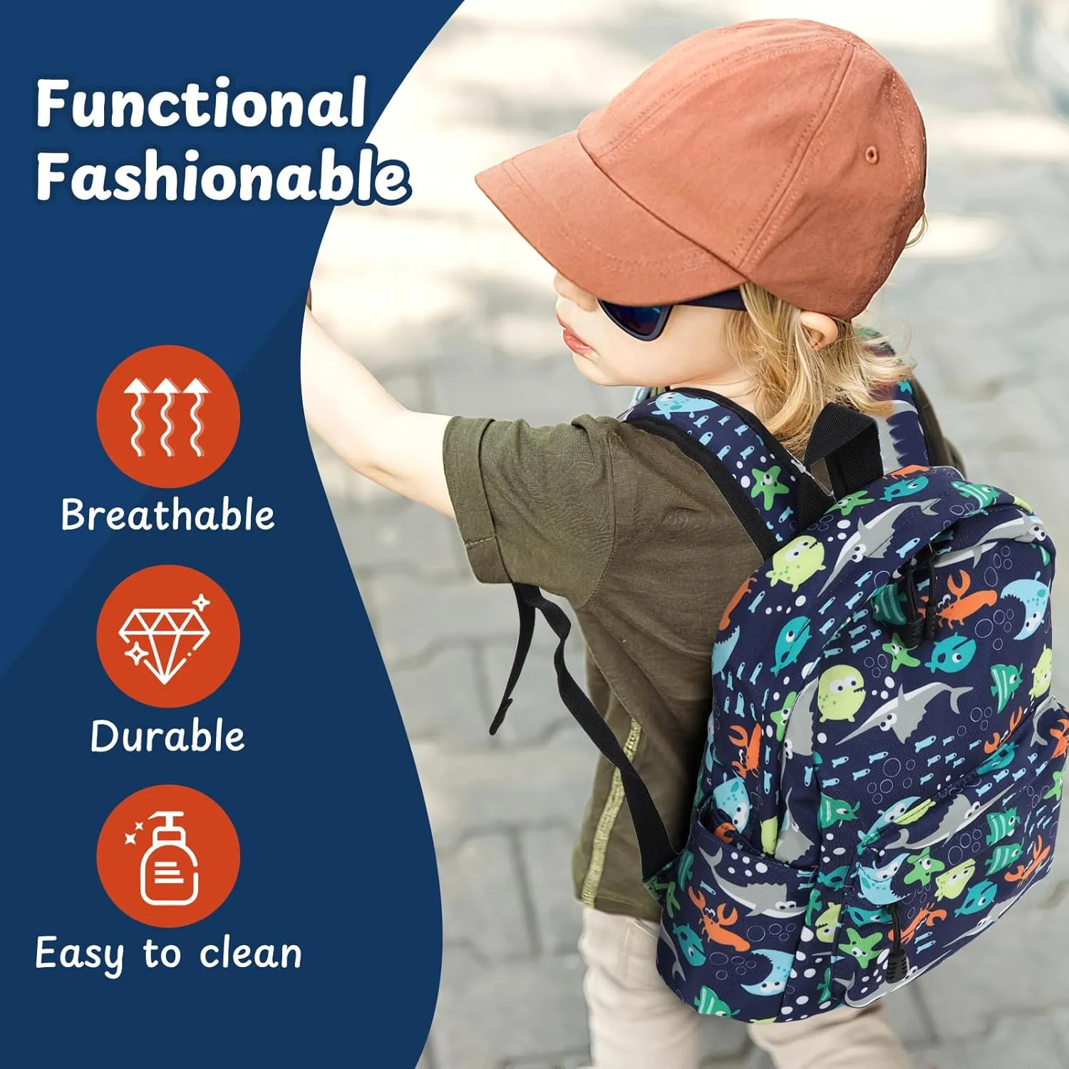 Zicac Children's Cute Canvas Backpacks Toddler Backpack (M, Blue)