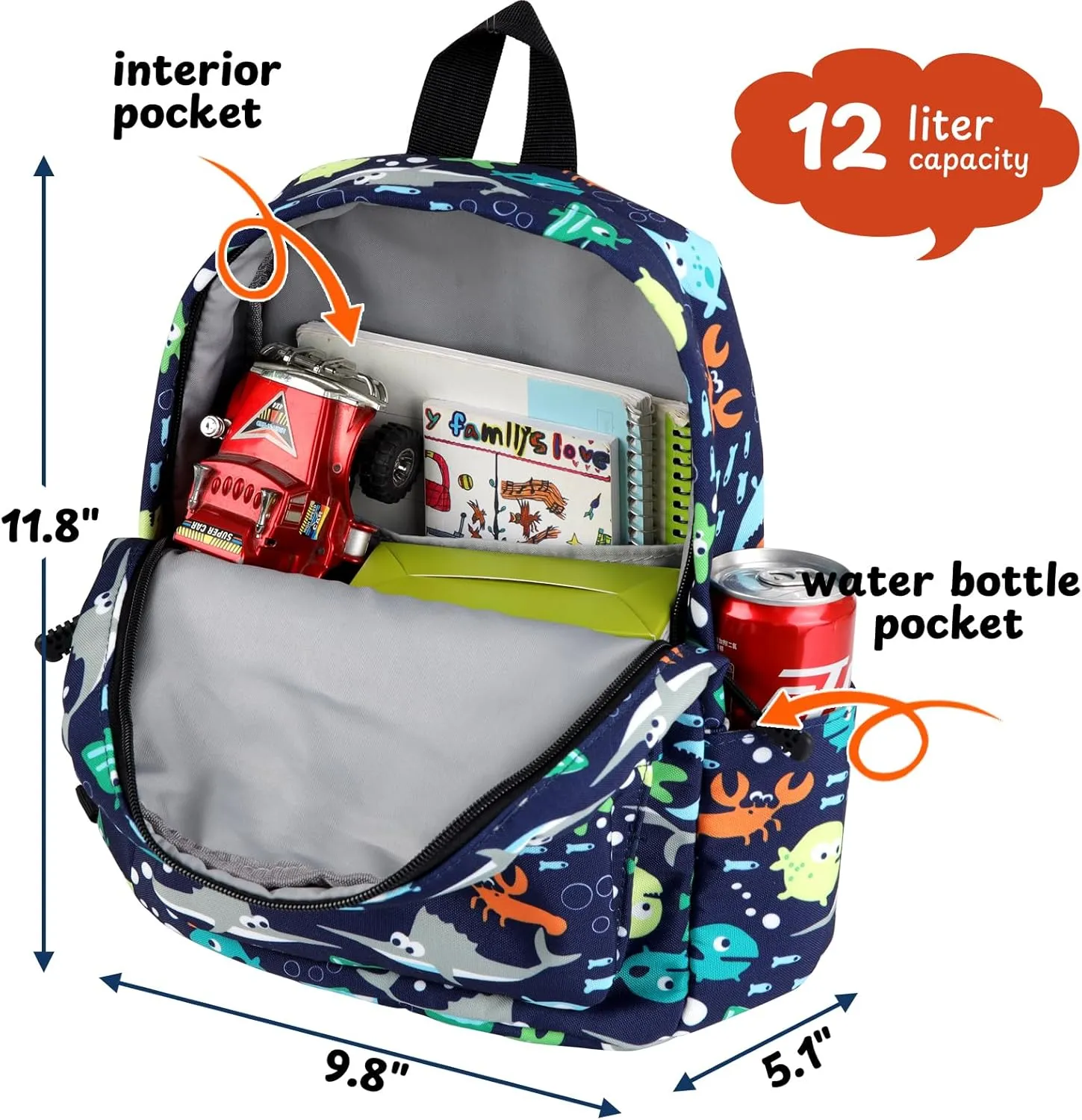 Zicac Children's Cute Canvas Backpacks Toddler Backpack (M, Blue)