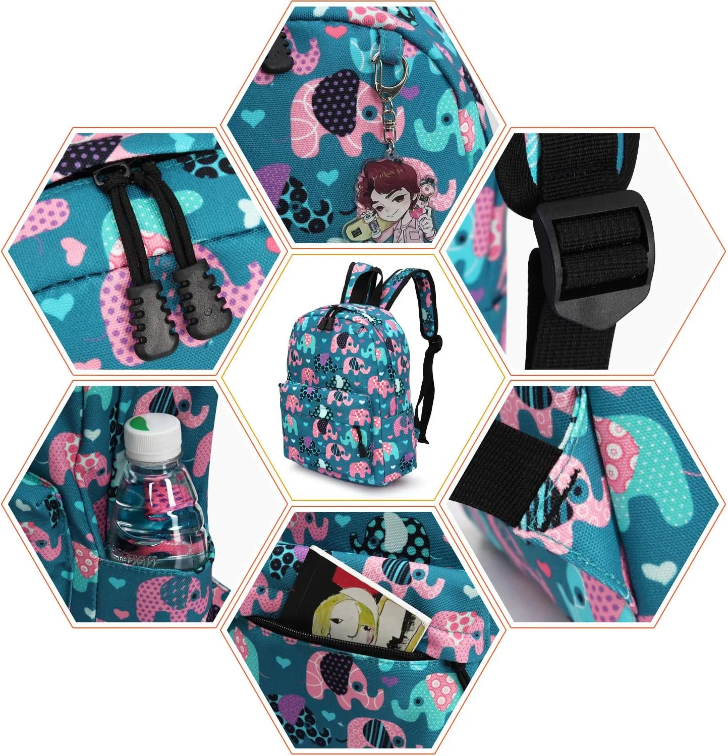 Zicac Children's Cute Canvas Backpacks Toddler Backpack (M/Age 3-5 Years, Lake Blue)