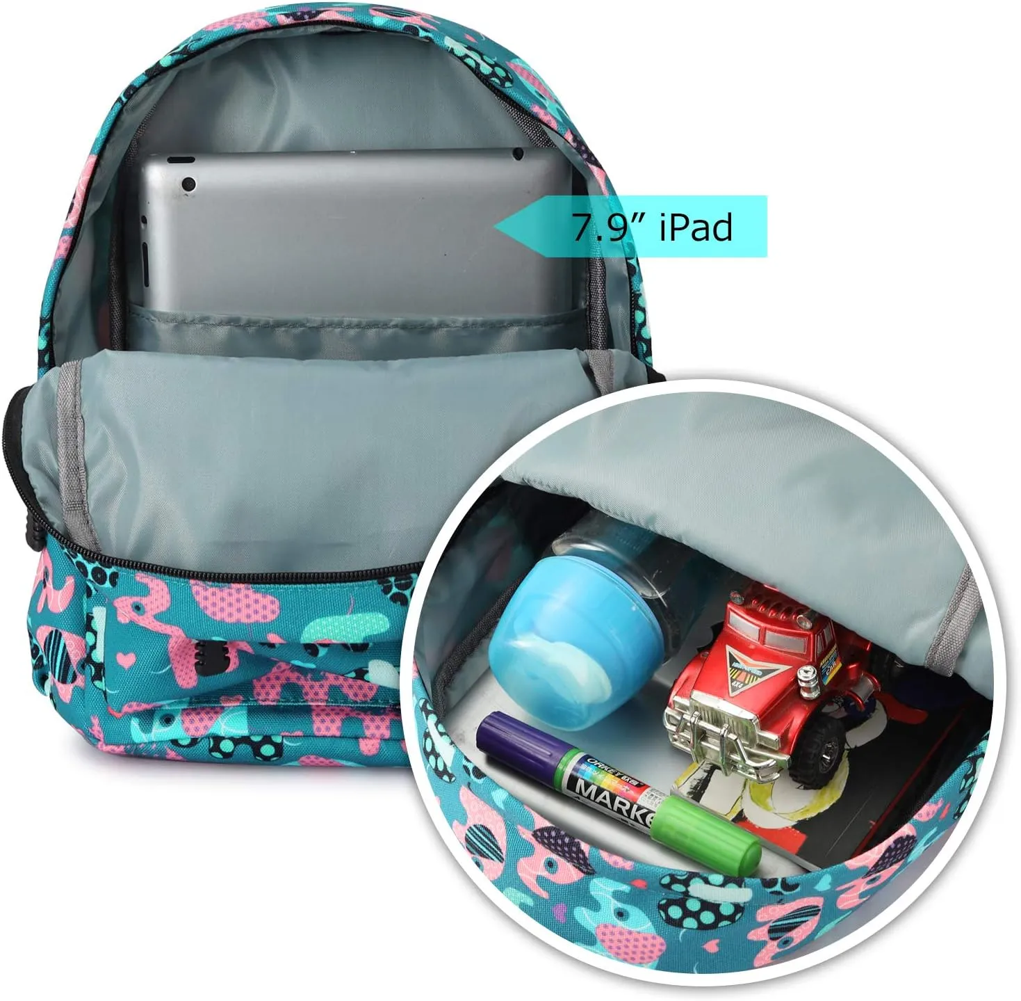 Zicac Children's Cute Canvas Backpacks Toddler Backpack (M/Age 3-5 Years, Lake Blue)