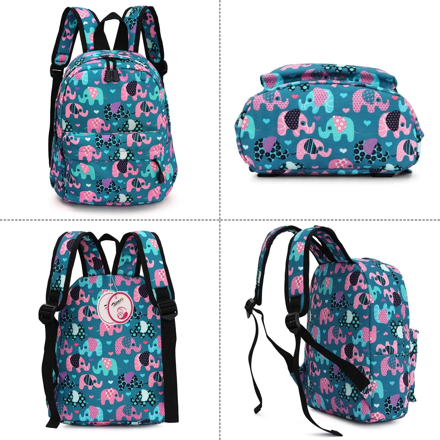 Zicac Children's Cute Canvas Backpacks Toddler Backpack (M/Age 3-5 Years, Lake Blue)