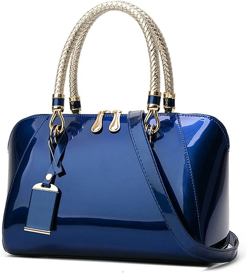 ZiMing Glossy Patent Leather Handbags for Women Top Handle Purse Satchel Bag Stylish Handbag Medium Tote Bags Shoulder Bag