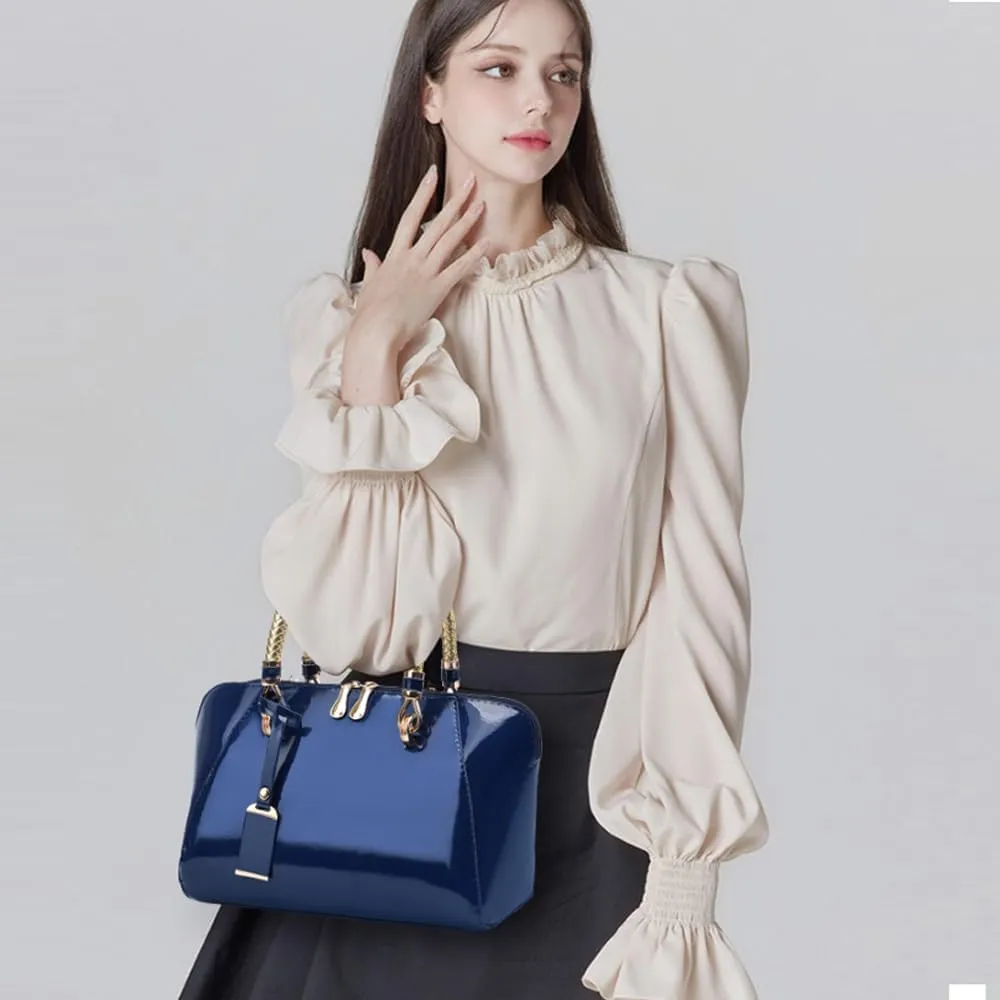 ZiMing Glossy Patent Leather Handbags for Women Top Handle Purse Satchel Bag Stylish Handbag Medium Tote Bags Shoulder Bag