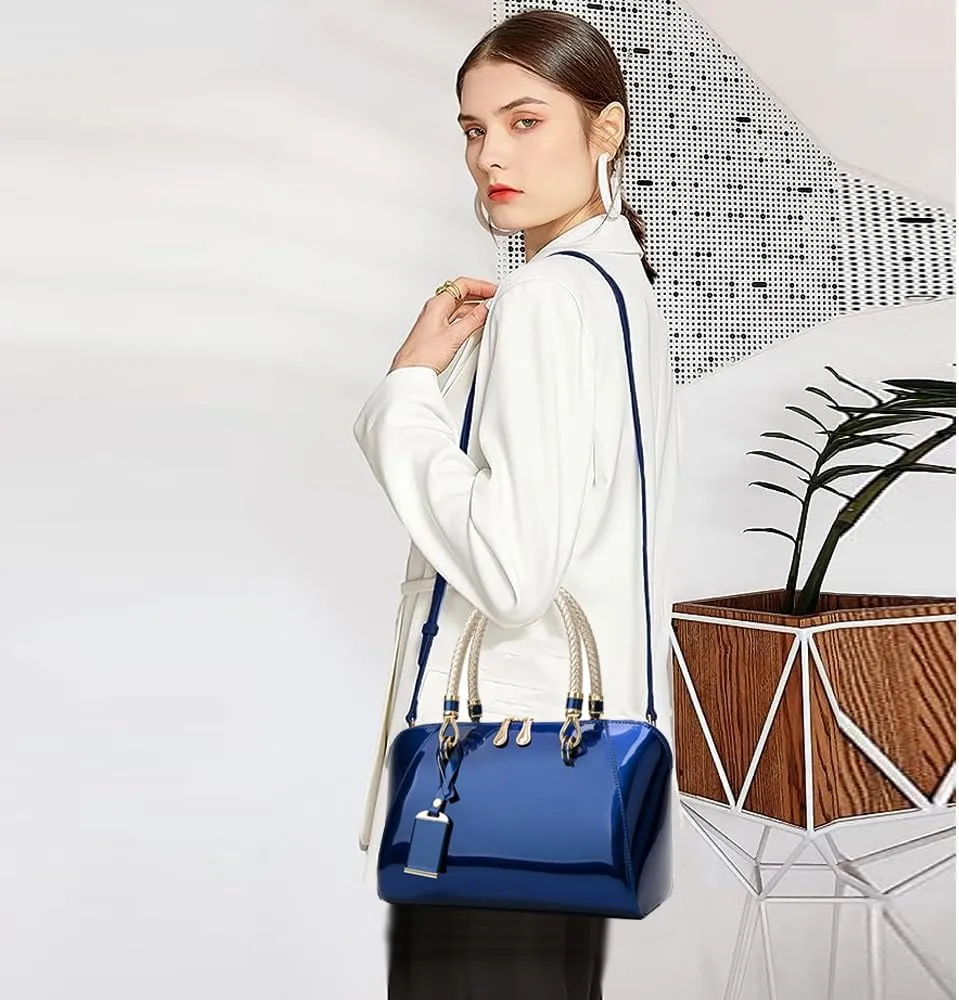 ZiMing Glossy Patent Leather Handbags for Women Top Handle Purse Satchel Bag Stylish Handbag Medium Tote Bags Shoulder Bag