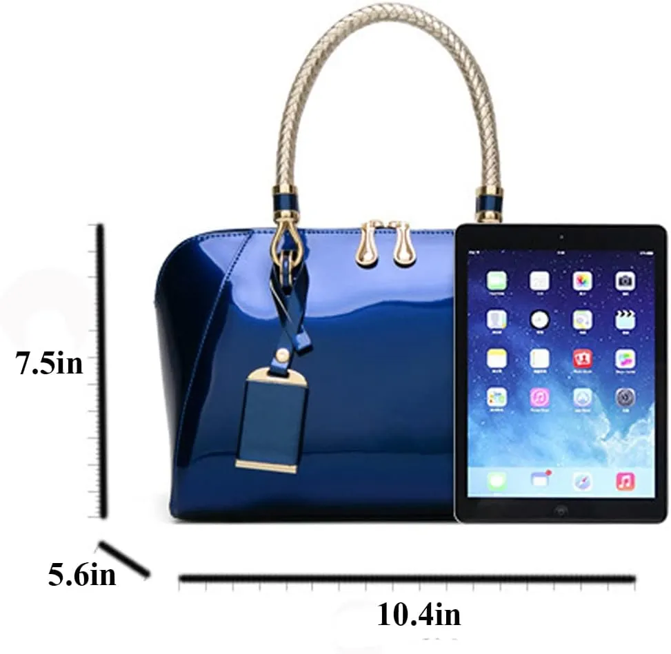 ZiMing Glossy Patent Leather Handbags for Women Top Handle Purse Satchel Bag Stylish Handbag Medium Tote Bags Shoulder Bag