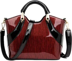 ZiMing Shiny Patent Leather Handbags for Women Top Handle Handbag Purses Satchel Stylish Medium Tote Bags Single Shoulder Bag