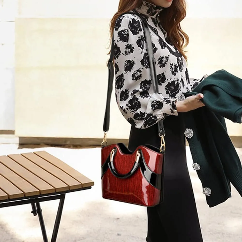 ZiMing Shiny Patent Leather Handbags for Women Top Handle Handbag Purses Satchel Stylish Medium Tote Bags Single Shoulder Bag