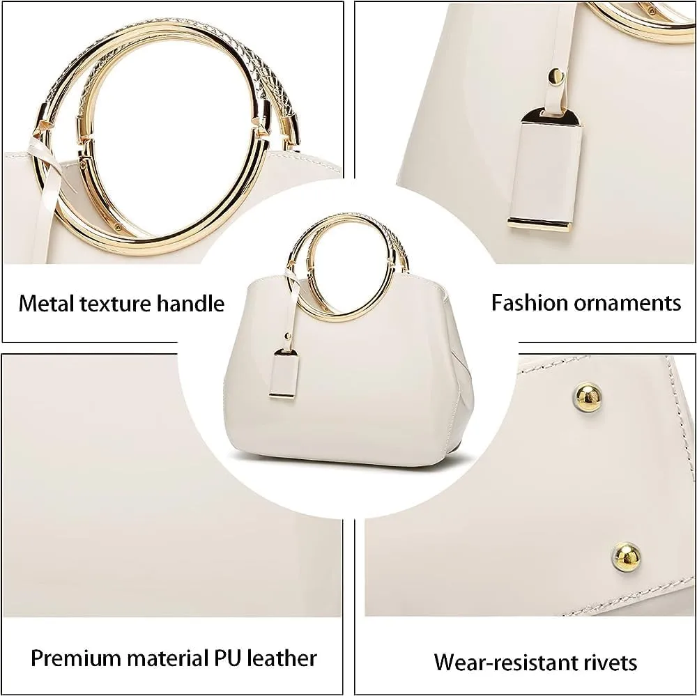 ZiMing Women Tote Bag Patent Leather Totes Top Handle Purse Satchel Shoulder Bag Ladies Gorgeous Evening Bags