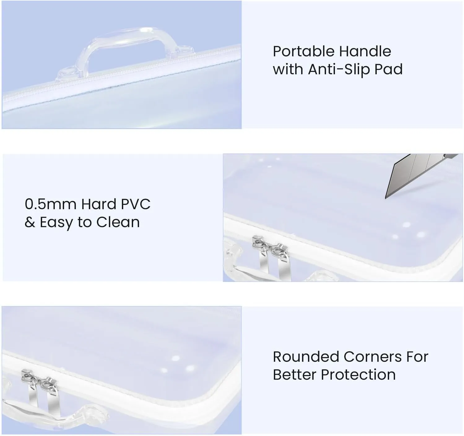 Zippered Hard Pouch, Clear Hard Shell Zipper Case, Clear Plastic Pouches Travel Bags for Kids, Storage for Building Blocks, Puzzles, Cosmetics, Stationery Accessories, Small - 4Pack