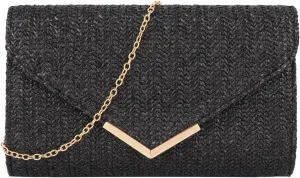 ZLM BAG US Straw Clutch Purses Envelope Evening Bag Raffia Rattan Woven Beach Handbag Summer Chain Crossbody Shoulder Bag