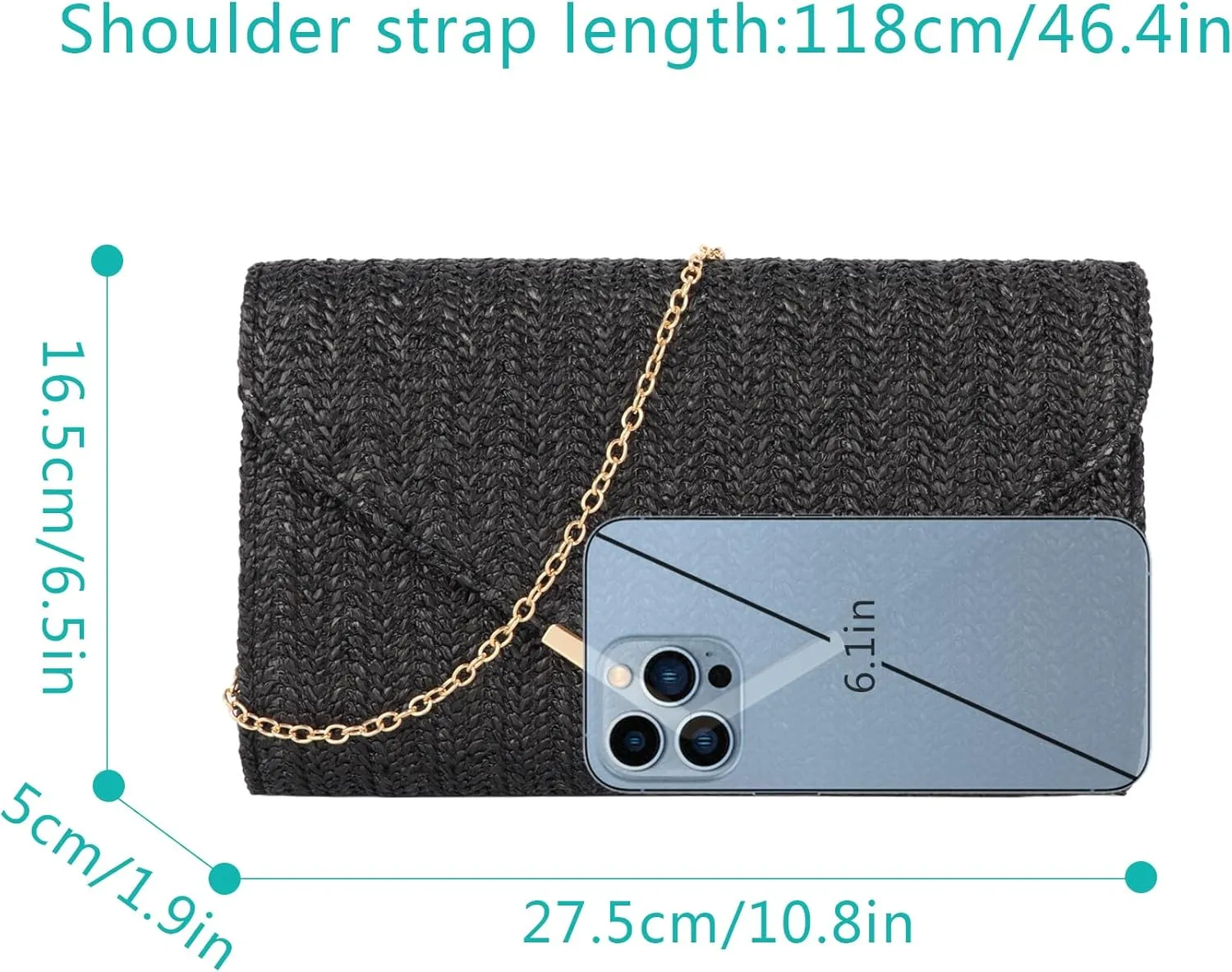 ZLM BAG US Straw Clutch Purses Envelope Evening Bag Raffia Rattan Woven Beach Handbag Summer Chain Crossbody Shoulder Bag