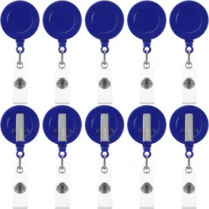 Zonon 50 Pieces Retractable Badge Holder Reels with Swivel Alligator Clip, ID Card Holder Name Badge Reel Clips for Students Teachers Office Workers (Navy Blue)