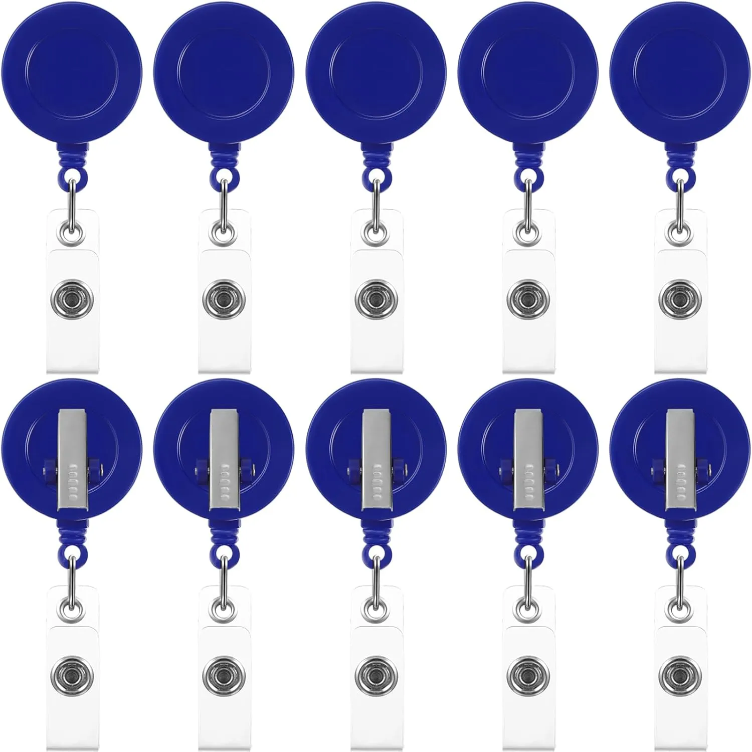 Zonon 50 Pieces Retractable Badge Holder Reels with Swivel Alligator Clip, ID Card Holder Name Badge Reel Clips for Students Teachers Office Workers (Navy Blue)